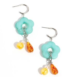 Paparazzi Blue and Yellow Dangle Earrings with Silver Hooks Gone Stir Crazy Mult